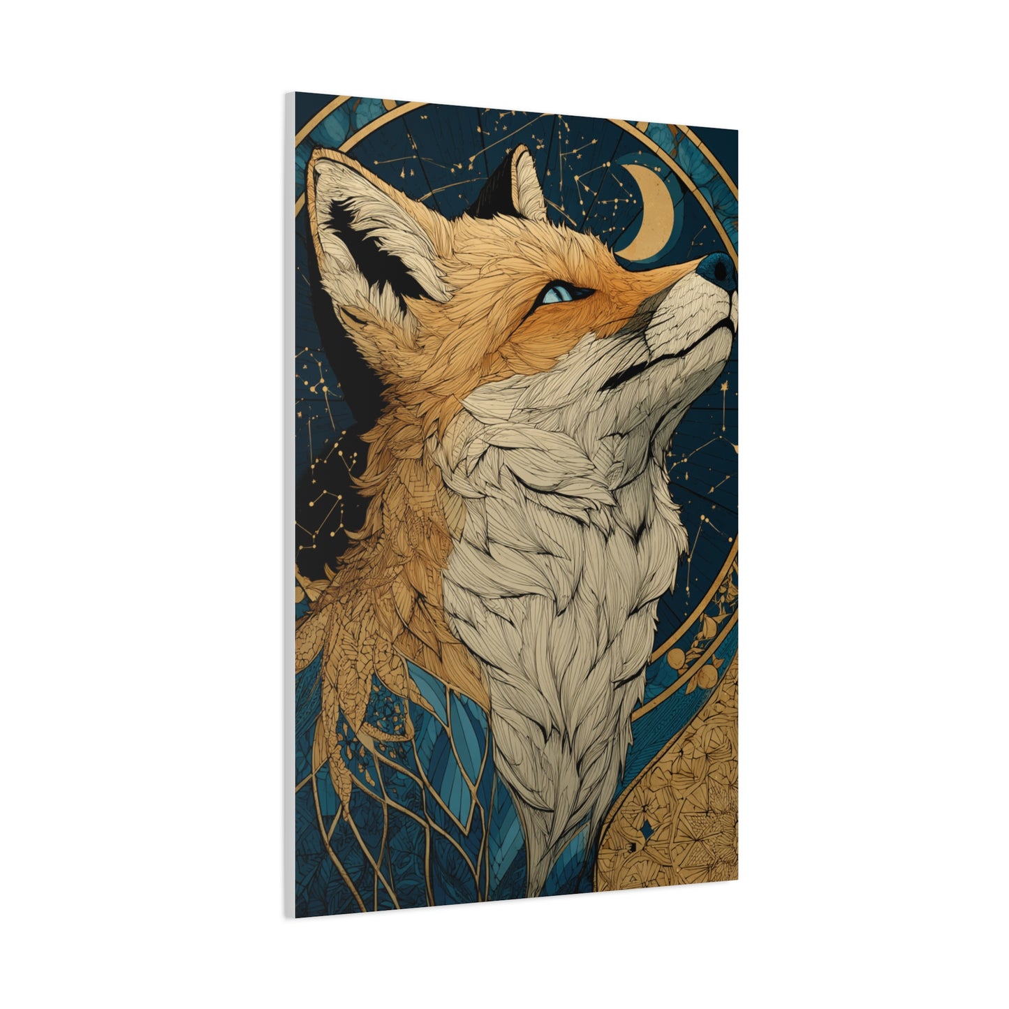 Celestial Fox Constellation Portrait Wall Art & Canvas Print