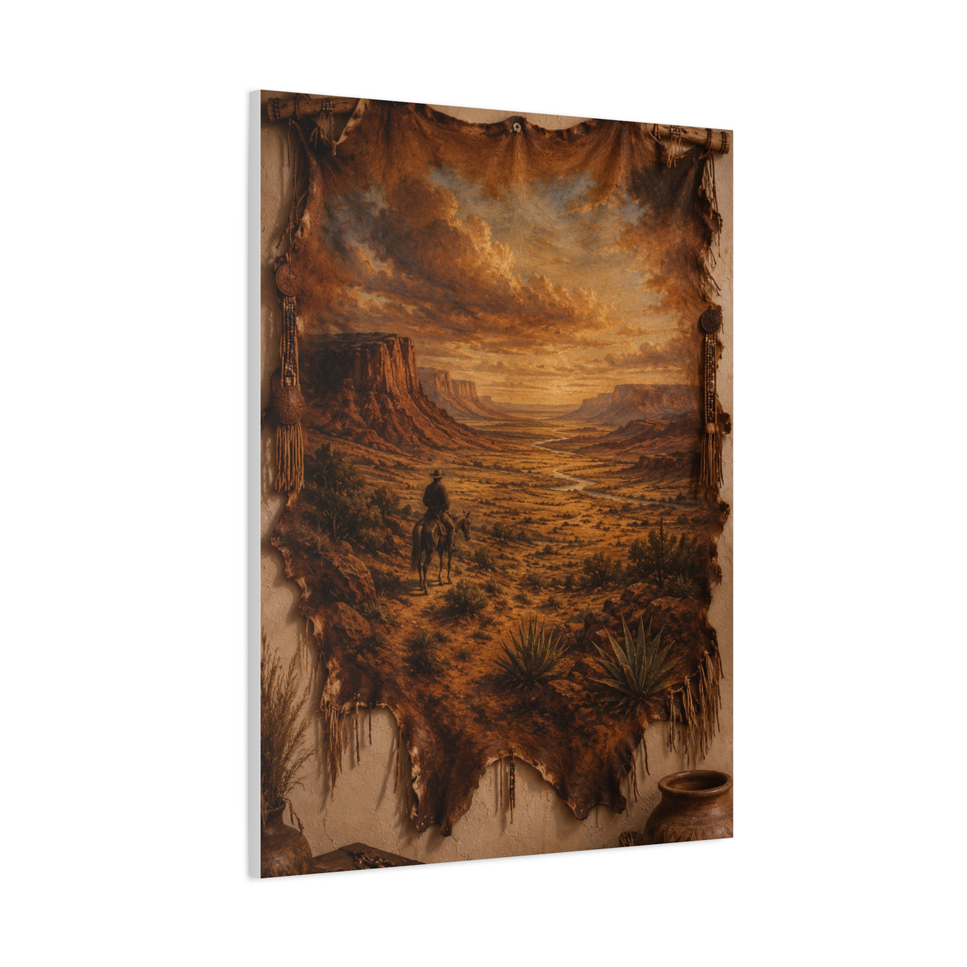 Leather Hide Desert Panorama Southwest Wall Art & Canvas Print