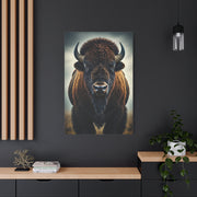 Symmetrical American Bison Portrait with Dramatic Overcast Lighting Wall Art & Canvas Print