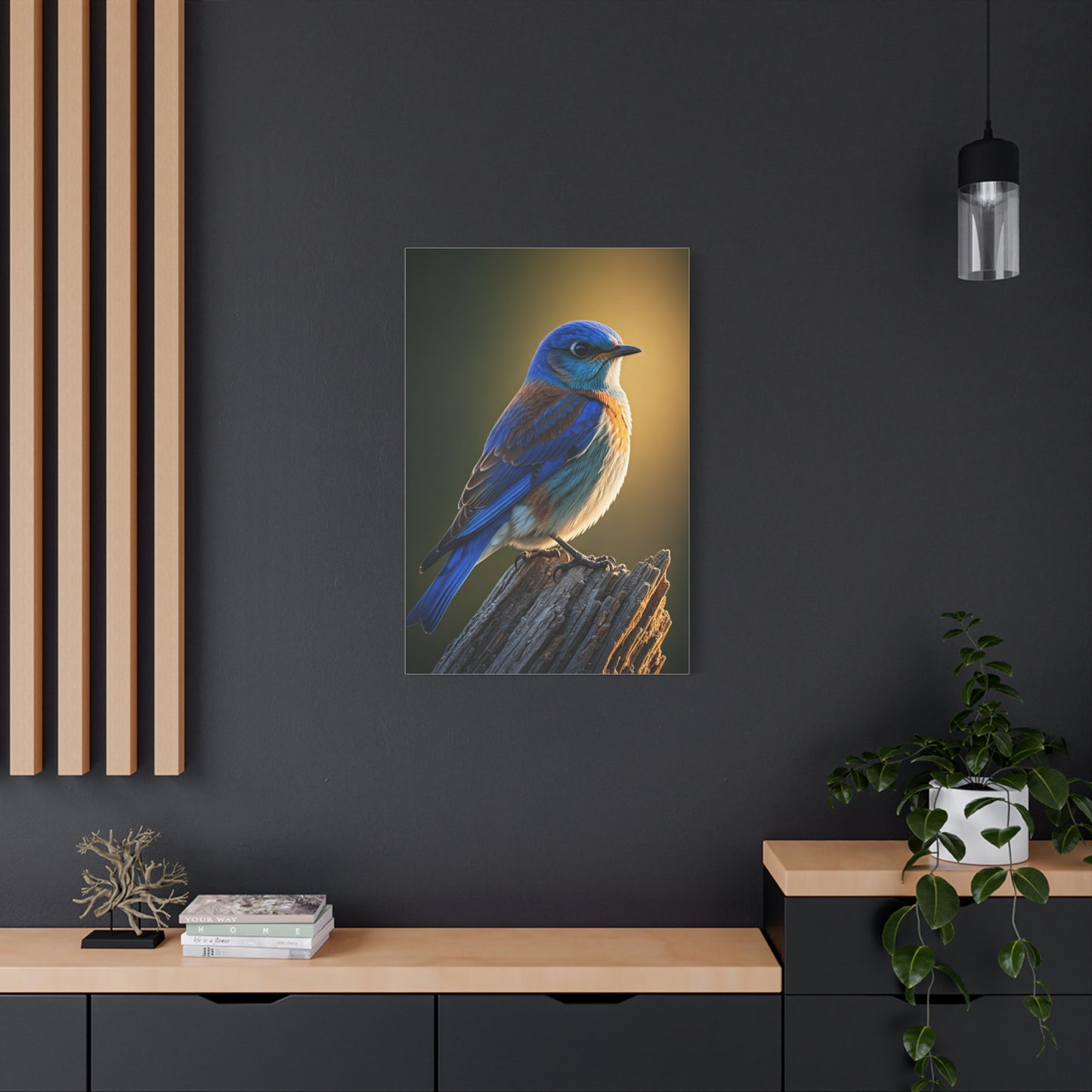 Mountain Bluebird Perched Portrait Wall Art & Canvas Prints