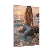 Golden Sunset Shore Mermaid Wall Art & Canvas Print