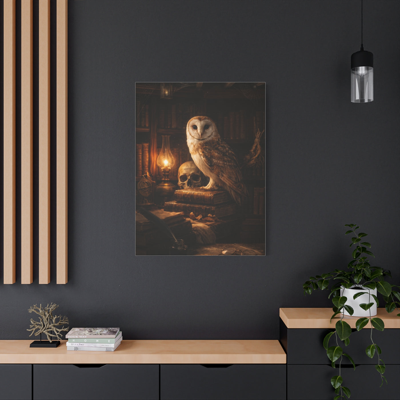 Dark Academia Majestic Barn Owl Library Study Wall Art & Canvas Print