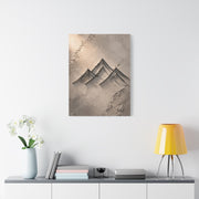 Minimalist Metal-Line Mountain Concept Wall Art & Canvas Print