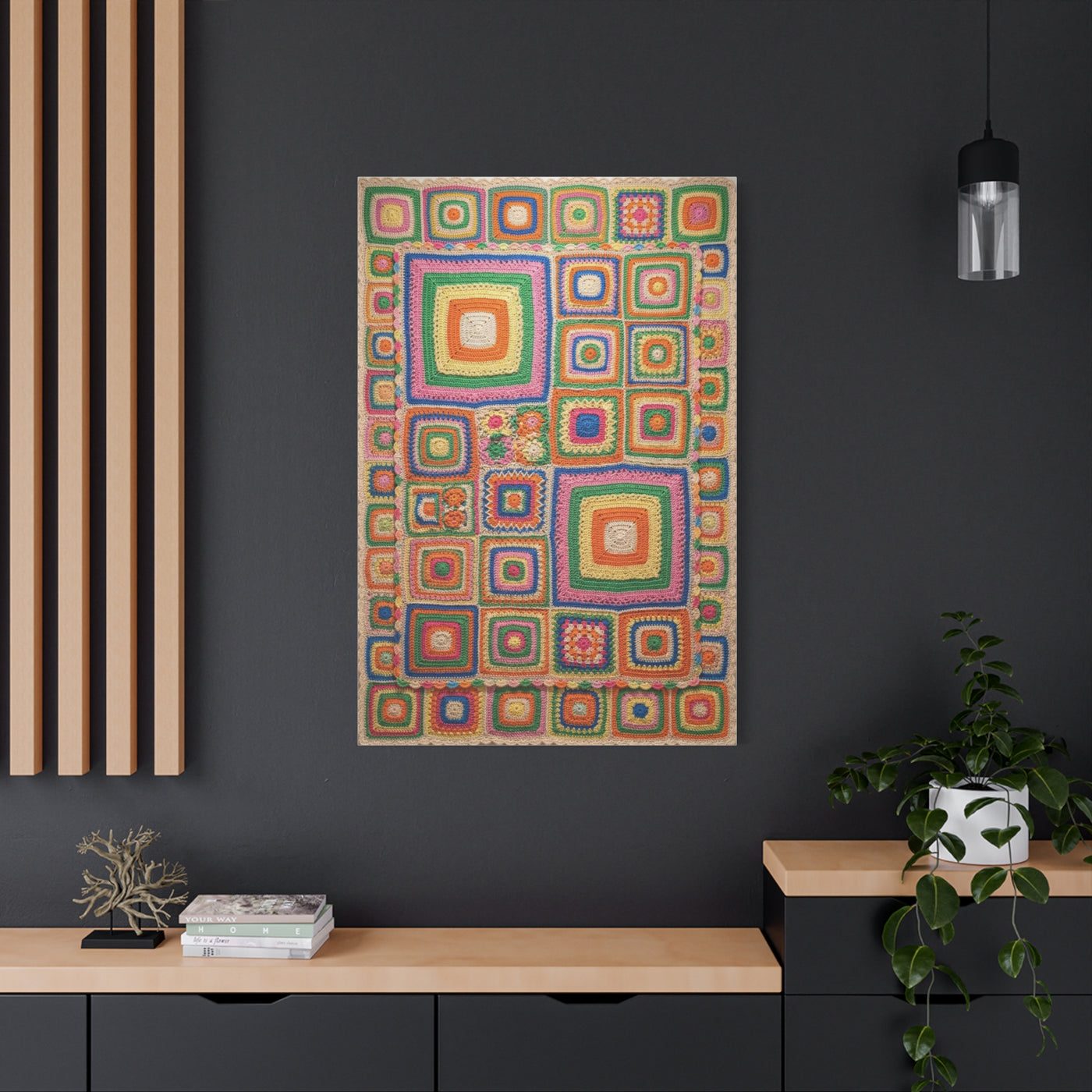 Joyful Granny-Square Patchwork Wall Art & Canvas Print