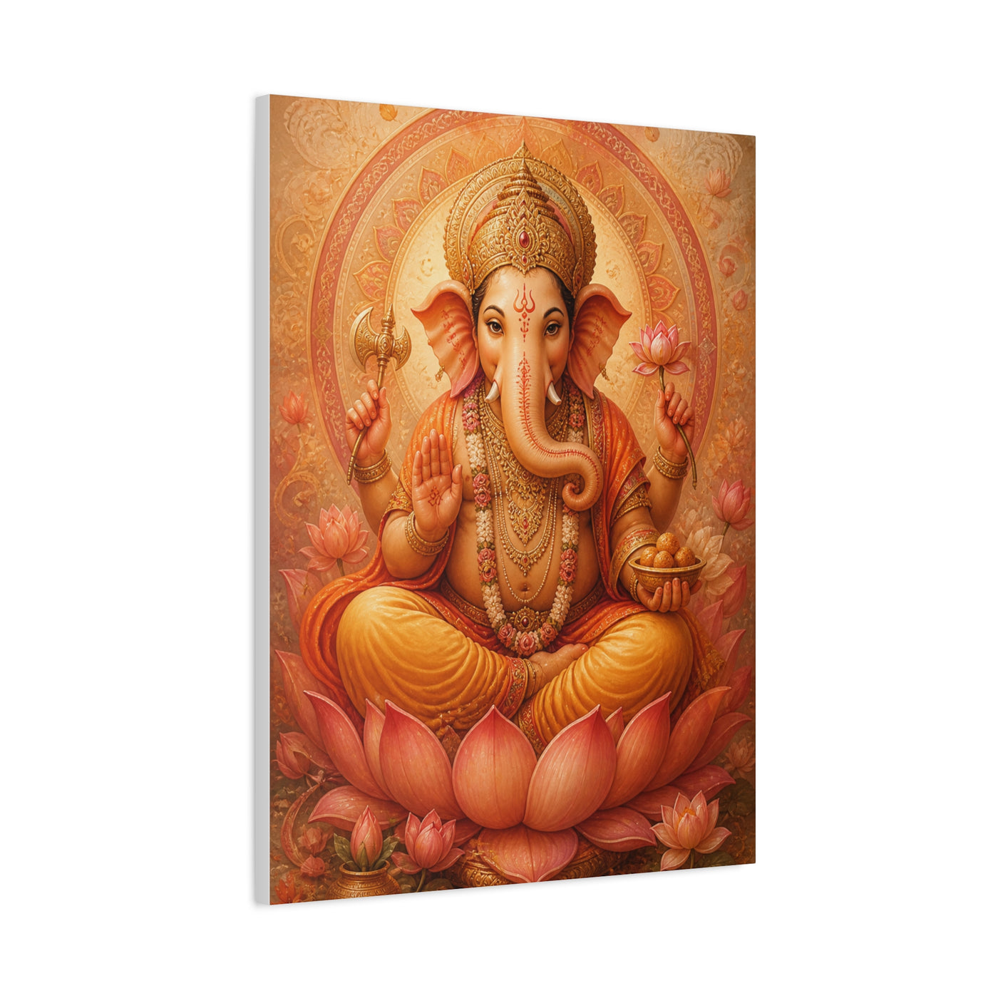 Lord Ganesha Lotus Blessing Wall Art & Canvas Print