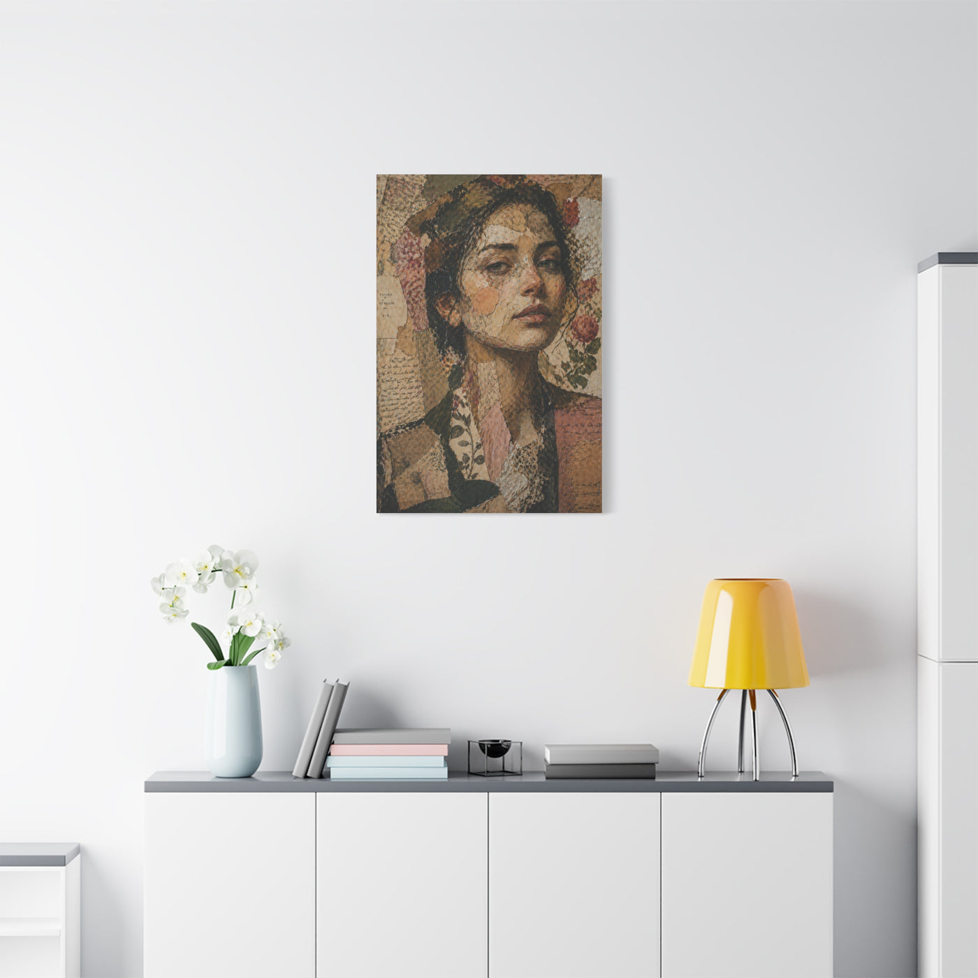 Mixed-Media Feminine Portrait Collage Wall Art & Canvas Print