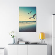 Seagulls in Flight Over Gentle Waves Wall Art & Canvas Prints