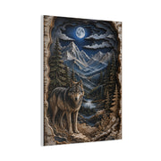 Rustic Mountain Wolf Shadowbox Landscape Wall Art & Canvas Print
