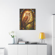 Stained Glass Forest Owl Window Wall Art & Canvas Print