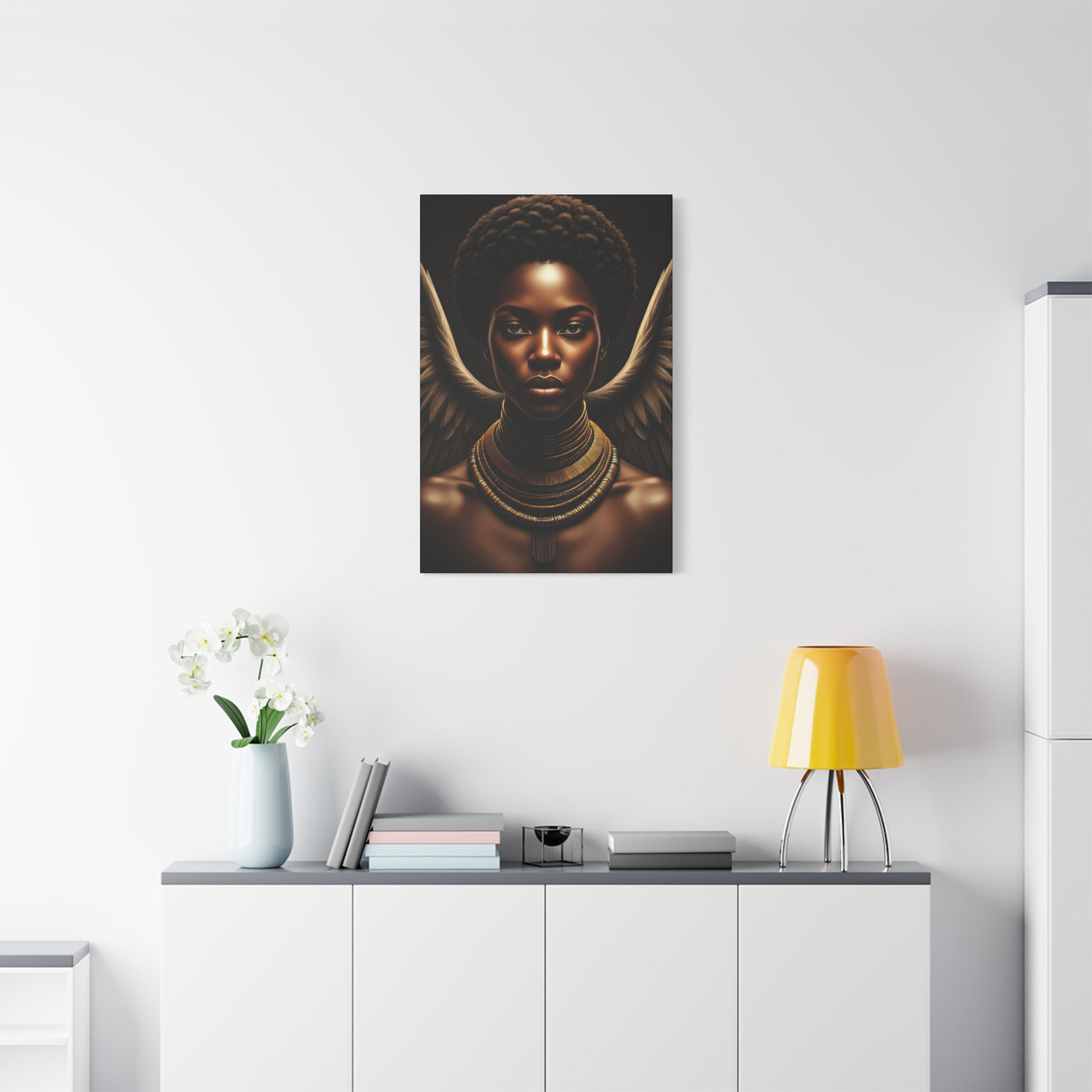 Celestial Queen with Golden Wings Wall Art & Canvas Prints