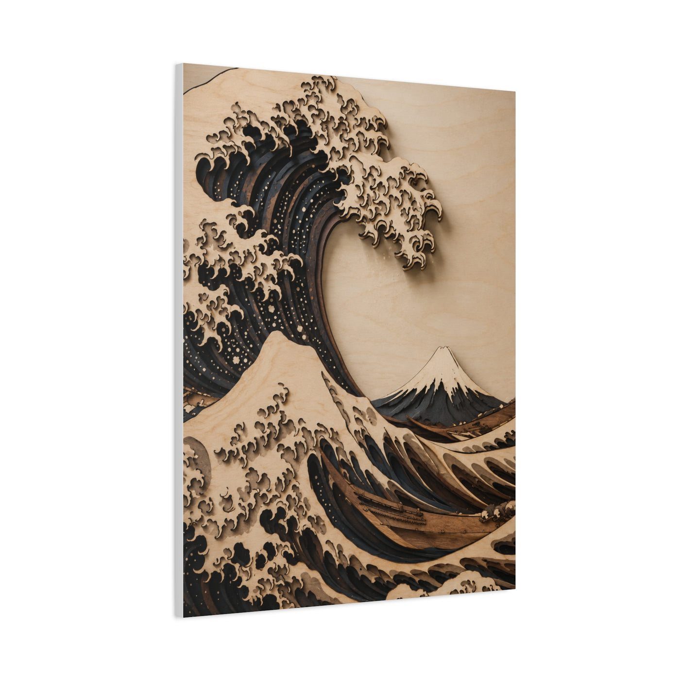 Layered Wood Great Wave Relief Wall Art & Canvas Print