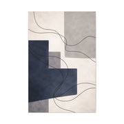 Navy Geometric Line Abstraction Wall Art & Canvas Print