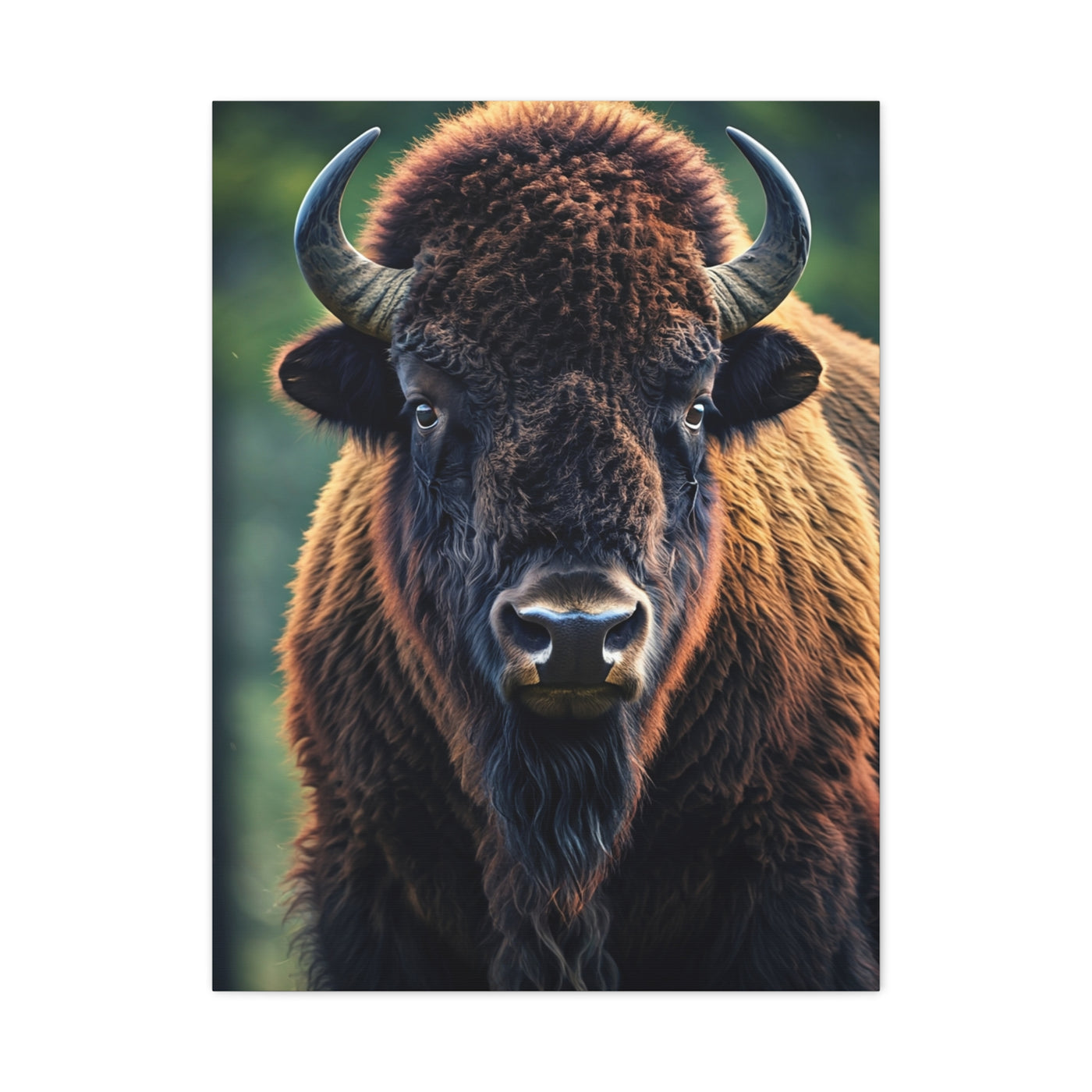Vibrant Prairie Bison with Natural Green Backdrop Wall Art & Canvas Print