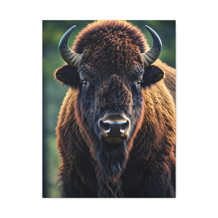 Vibrant Prairie Bison with Natural Green Backdrop Wall Art & Canvas Print