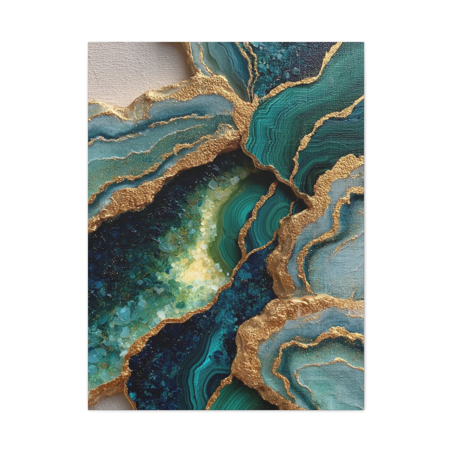 Malachite Emerald & Gold Geode Abstract Wall Art & Canvas Print