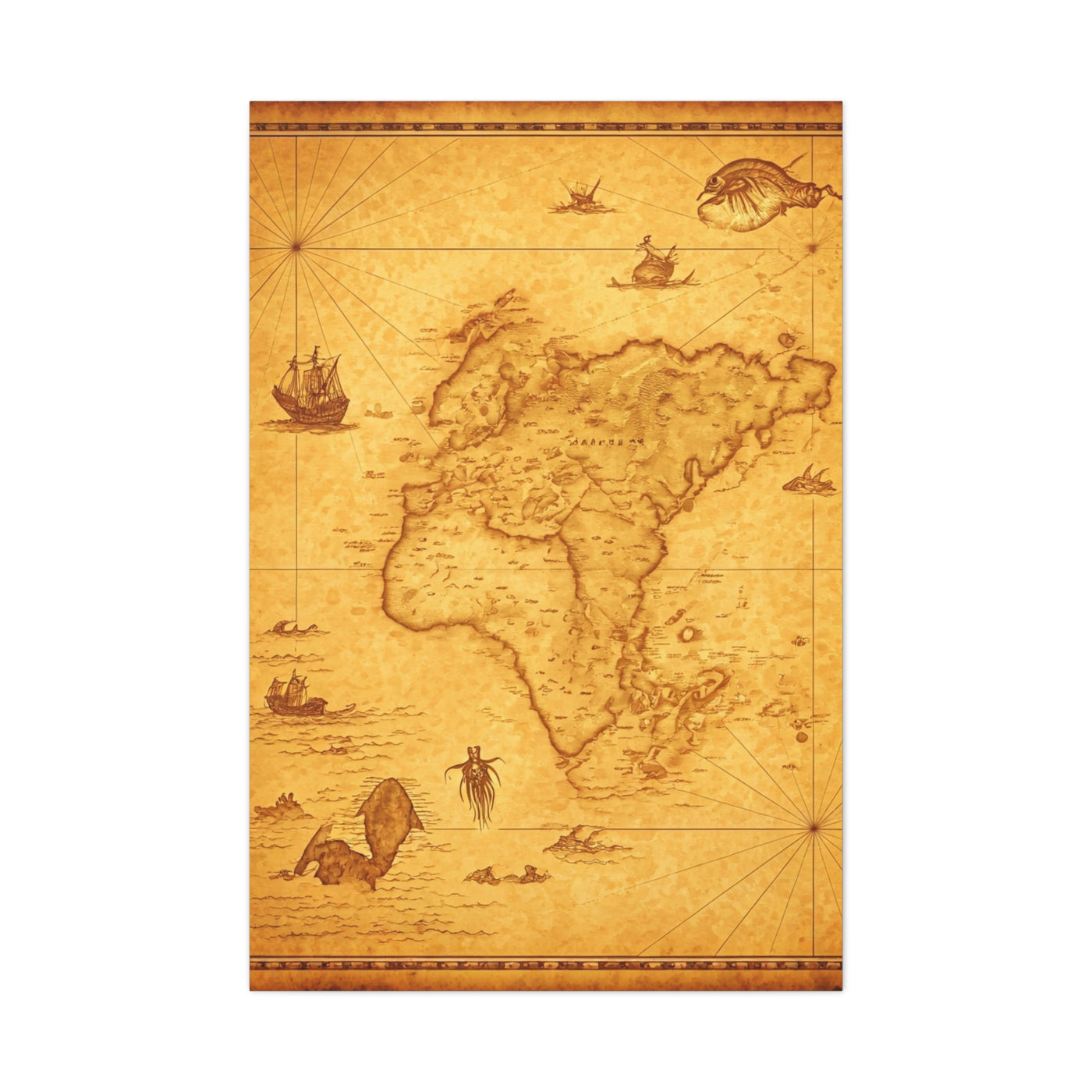 Sepia Explorer’s World Map Poster Wall Art & Canvas Prints