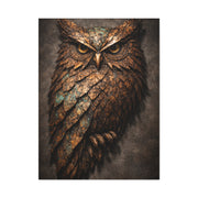 Rustic Metal Feather Owl Sculpture Wall Art & Canvas Print