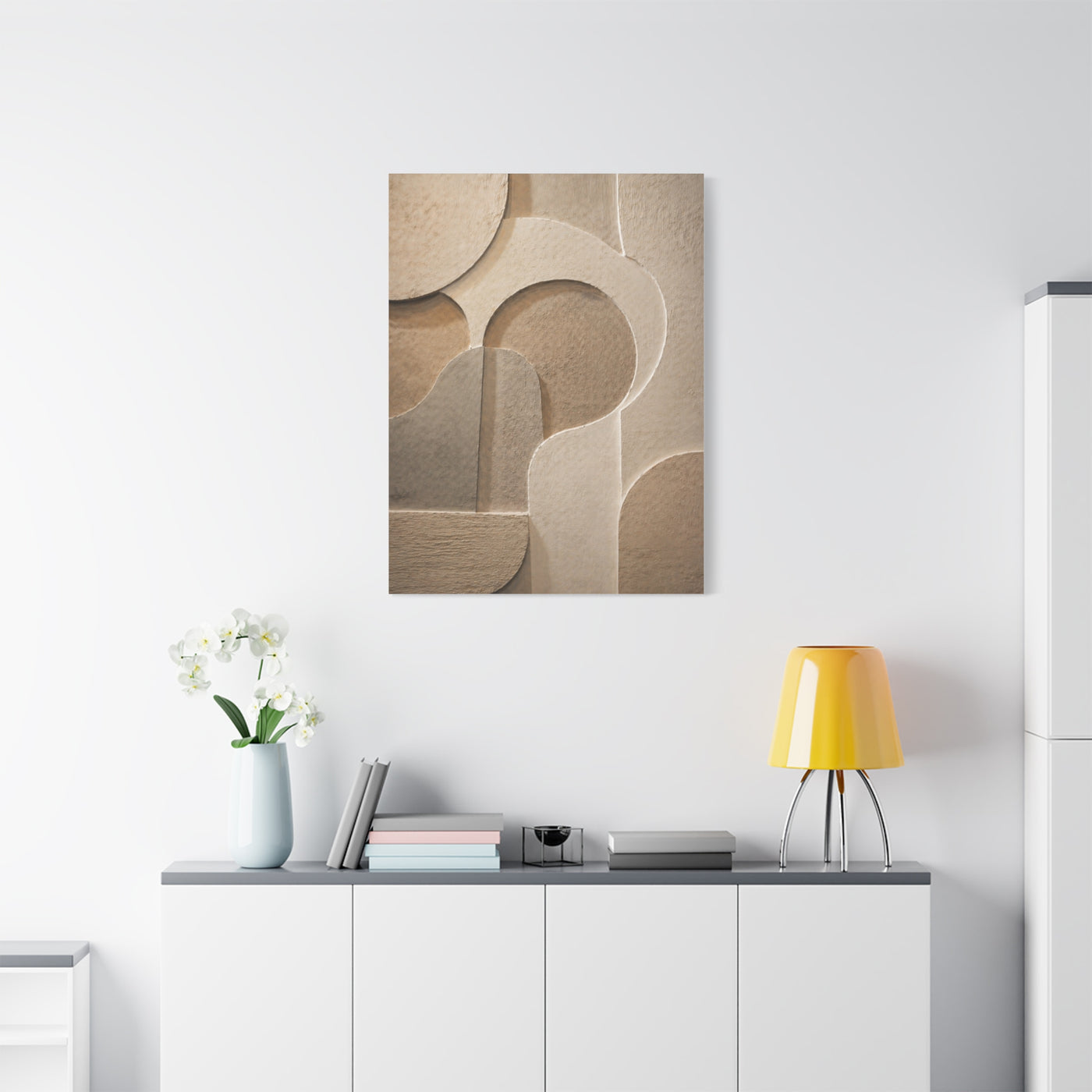 Warm Neutral Plaster Relief Abstract Wall Art & Canvas Print