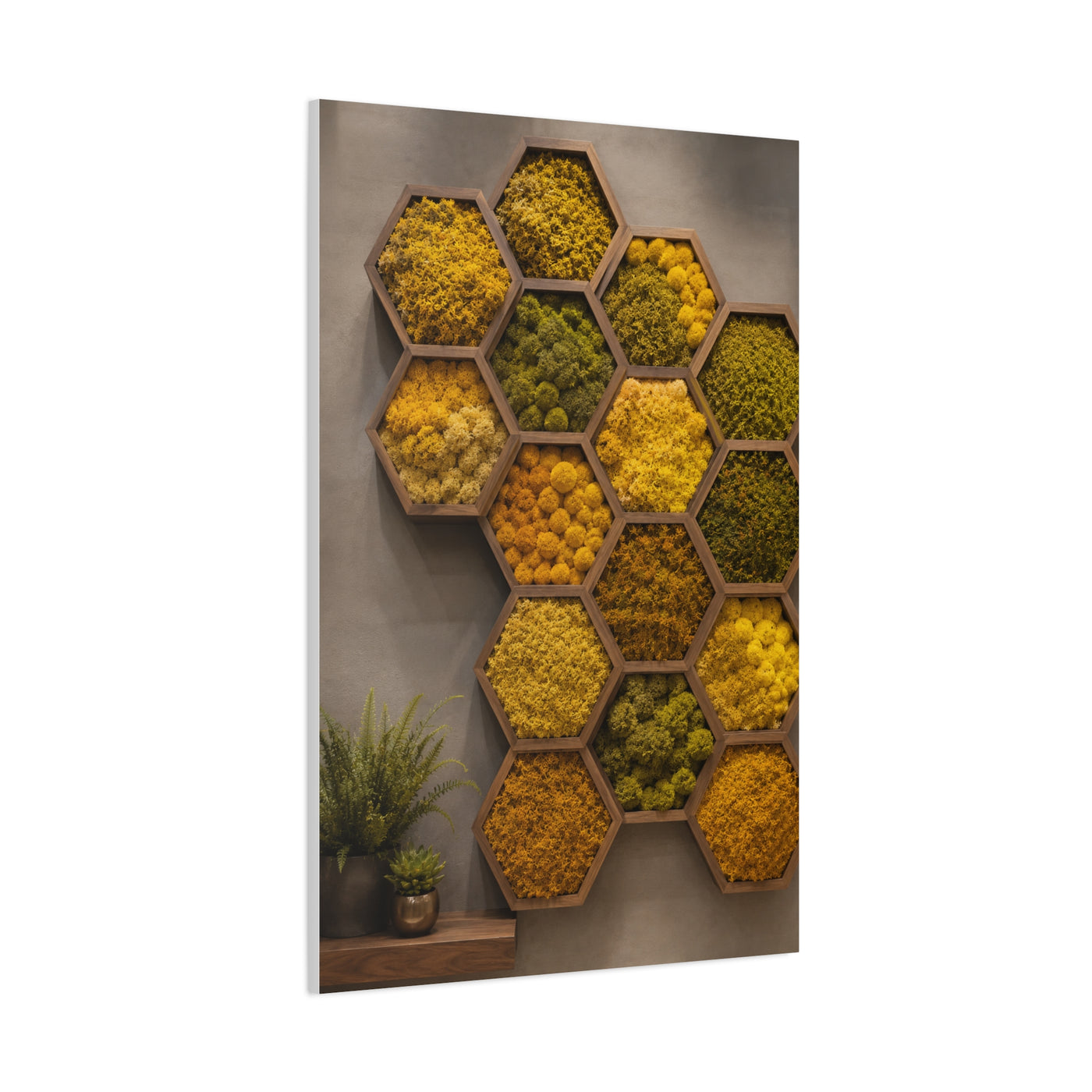 Honeycomb Preserved Moss Biophilic Installation Wall Art & Canvas Print