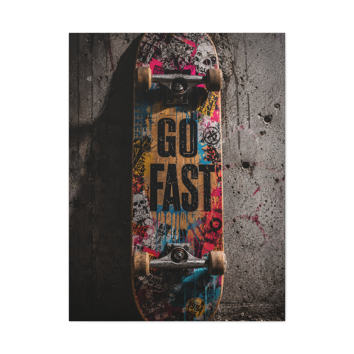 Go Fast Skateboard Street Wall Art & Canvas Print