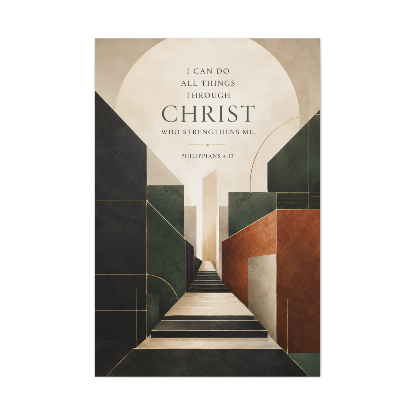 Philippians 4:13 Geometric Path Scripture Wall Art & Canvas Print