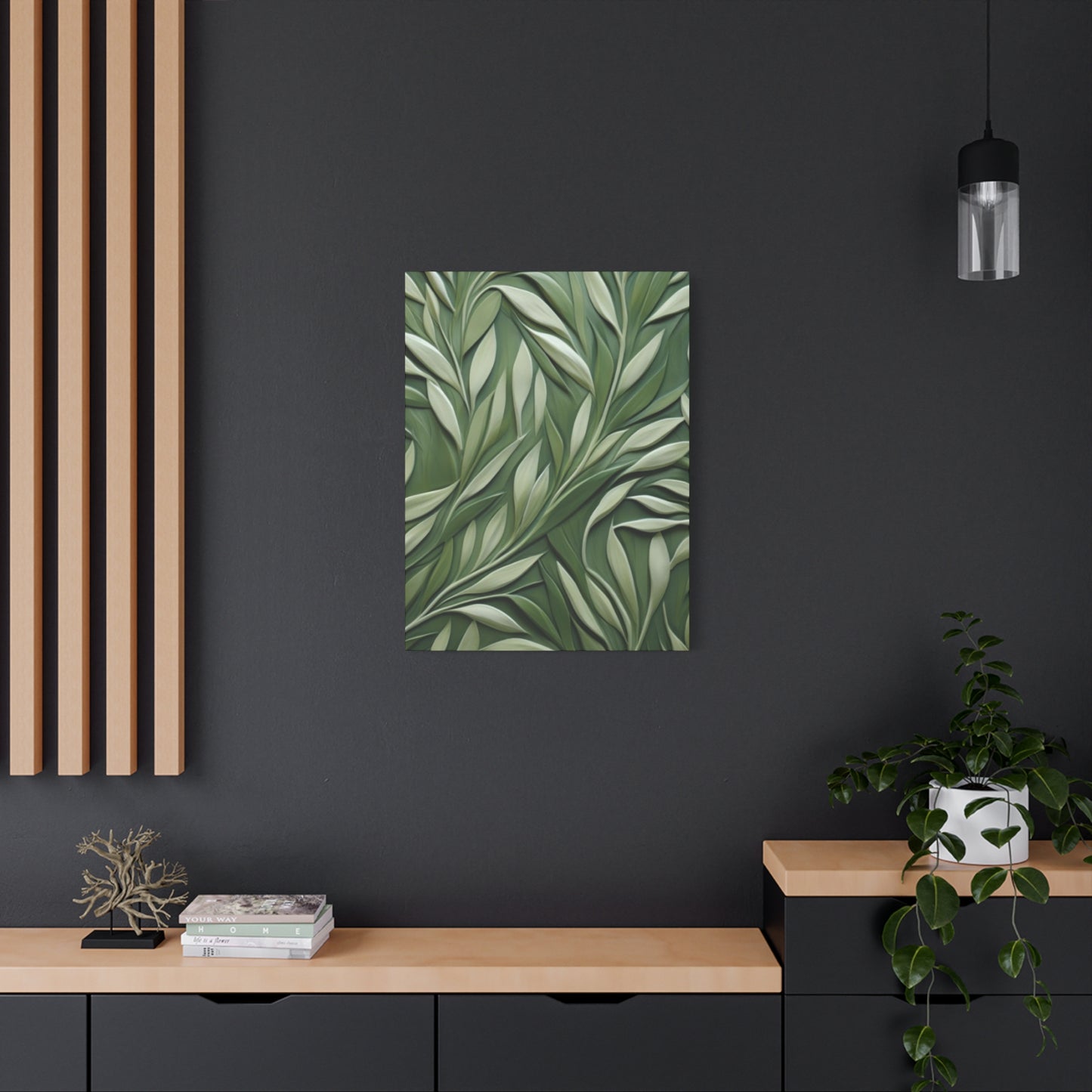 Olive Green Texture Leaves Prints Wall Art & Canvas Prints