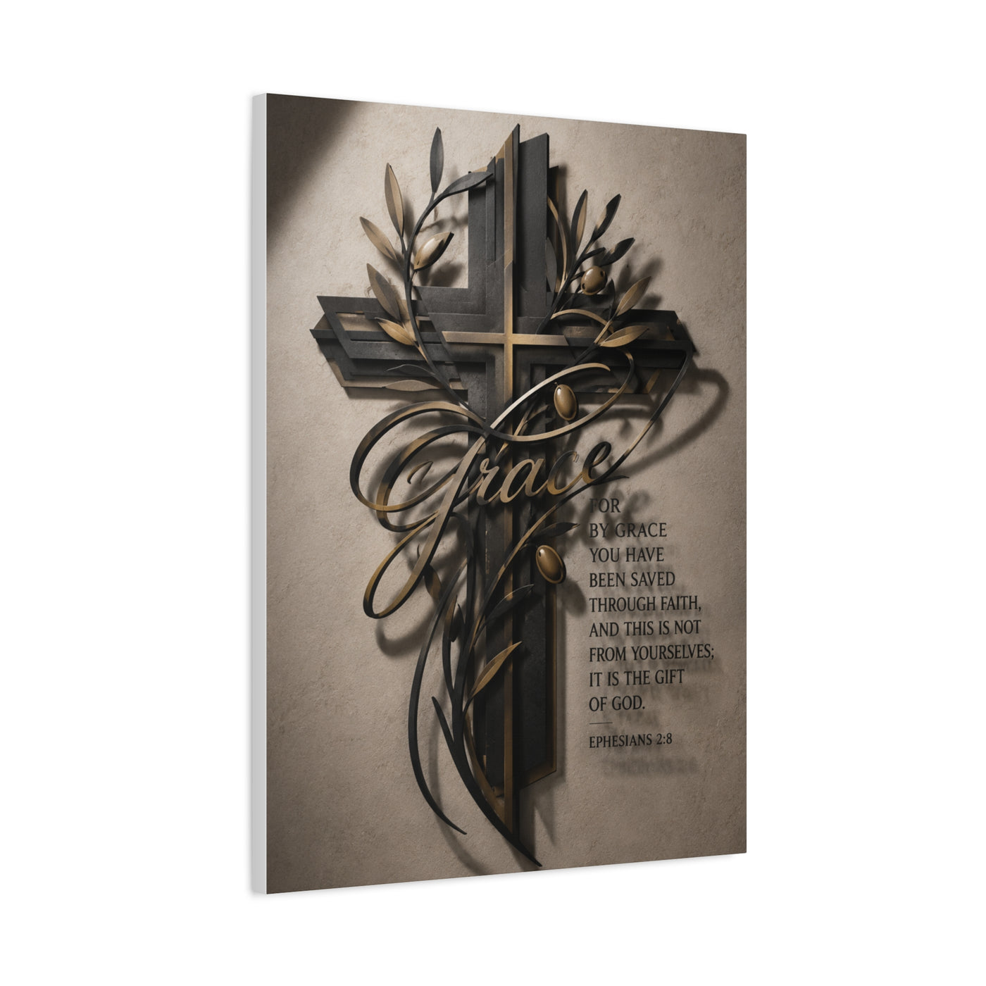 Grace Cross Metal Scripture Wall Art & Canvas Print