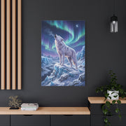 Arctic Wolf Aurora Borealis Scene Wall Art & Canvas Print