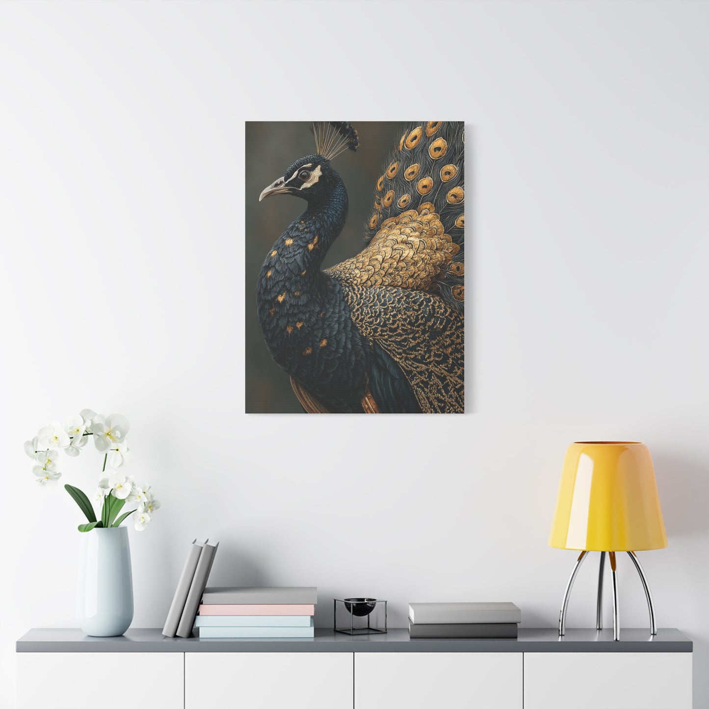 Black and Gold Peacock Elegance Wall Art & Canvas Print
