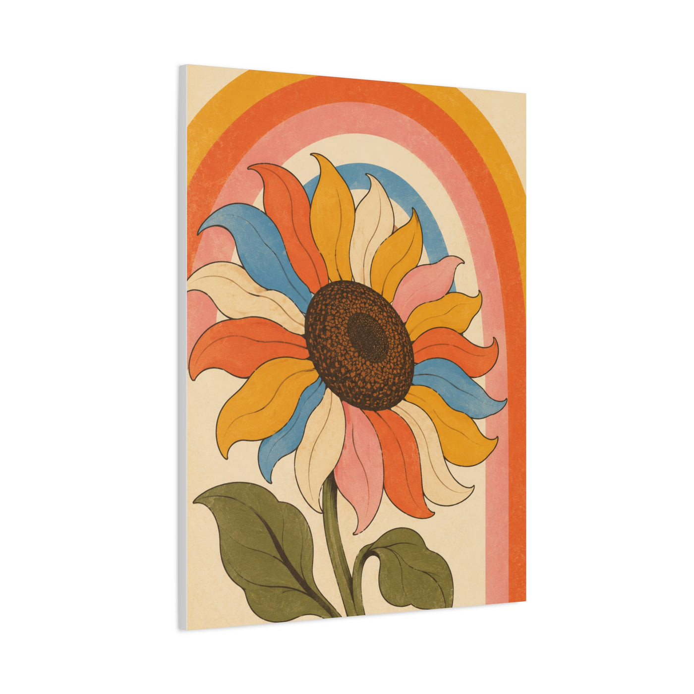 Retro Rainbow Sunflower Wall Art & Canvas Print