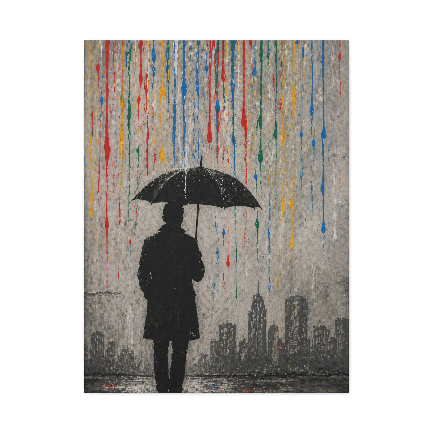 Urban Rain Umbrella Street Art Wall Art & Canvas Print