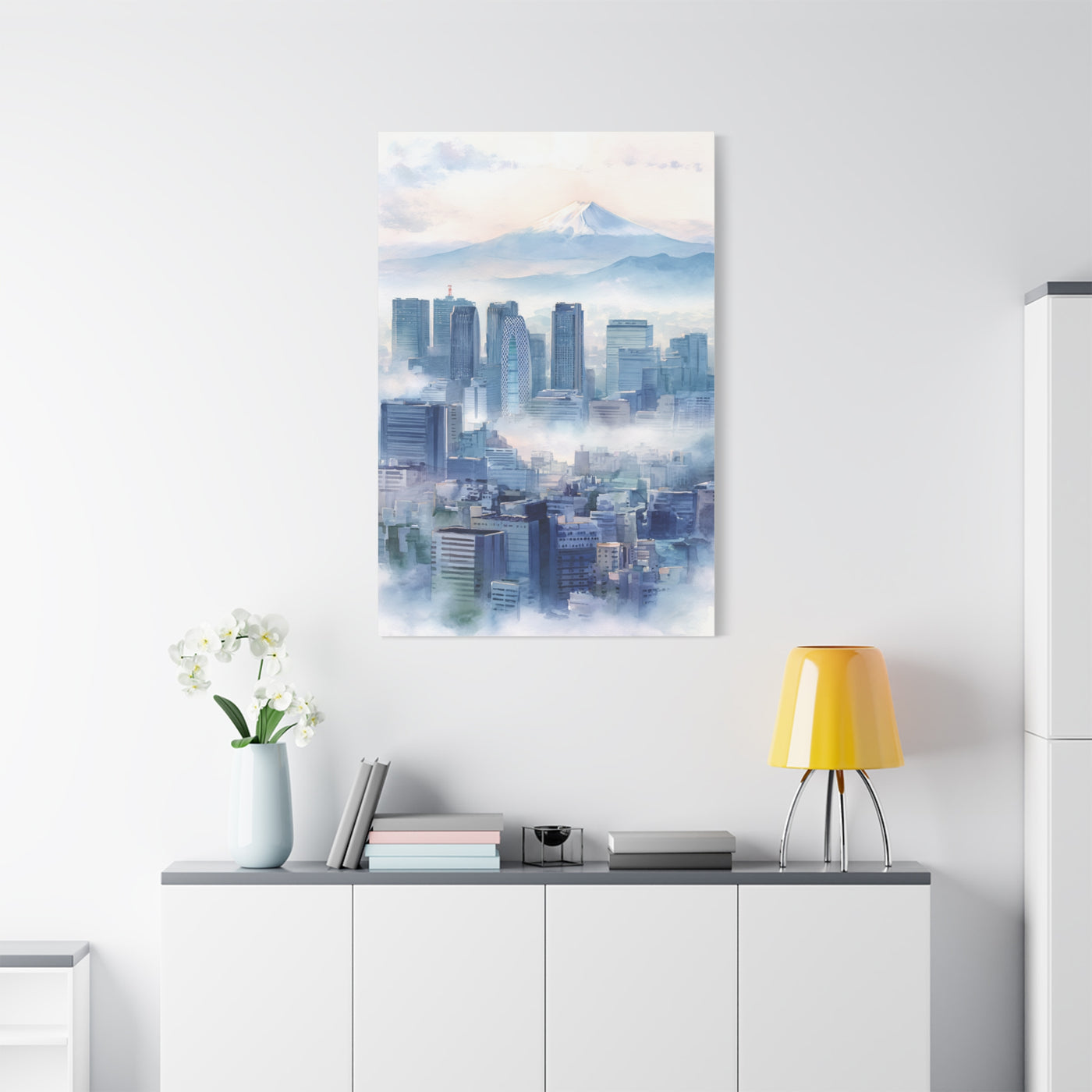 Tokyo Skyline Morning Mist With Mount Fuji Wall Art & Canvas Print