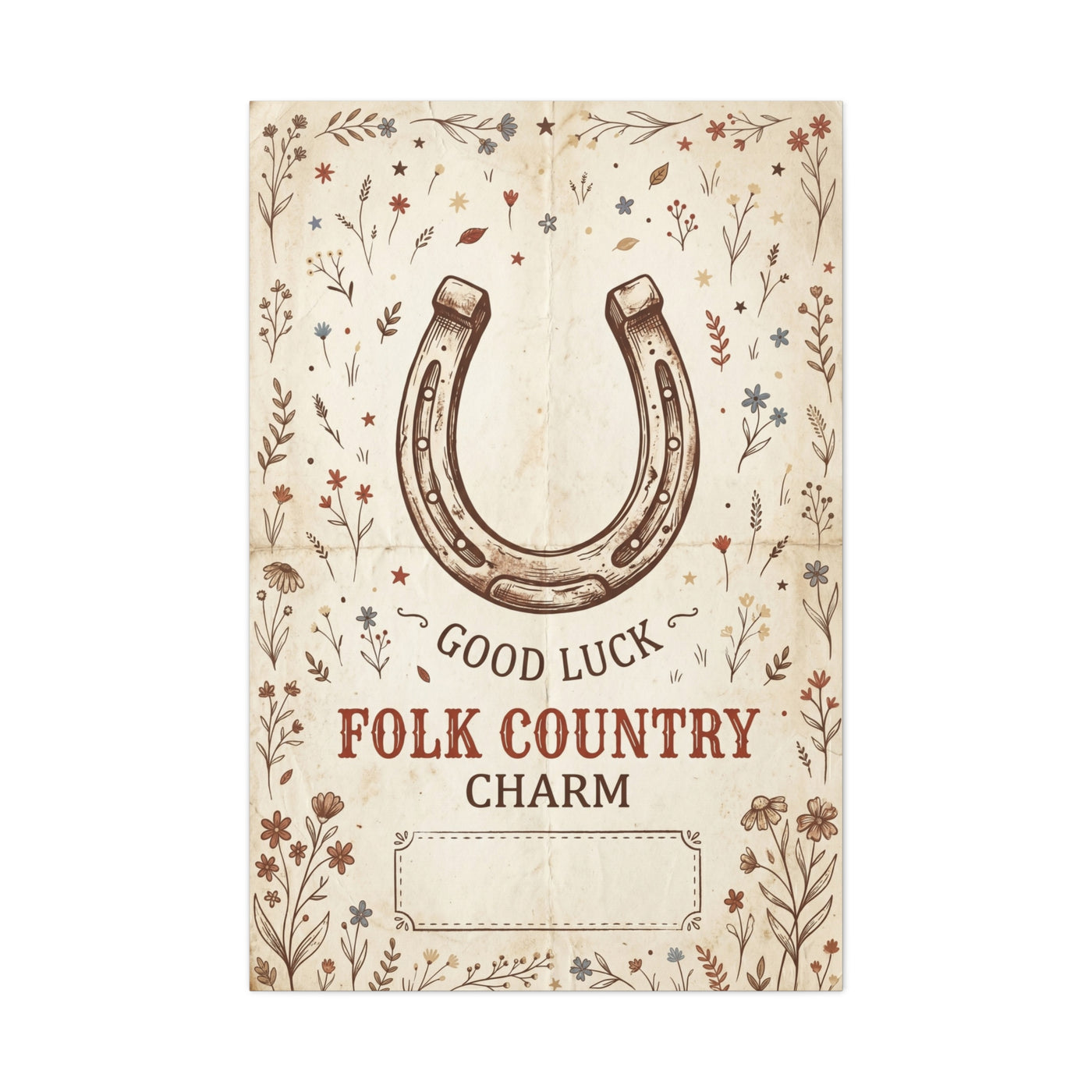 Rustic Horseshoe Folk Charm Poster Wall Art & Canvas Print