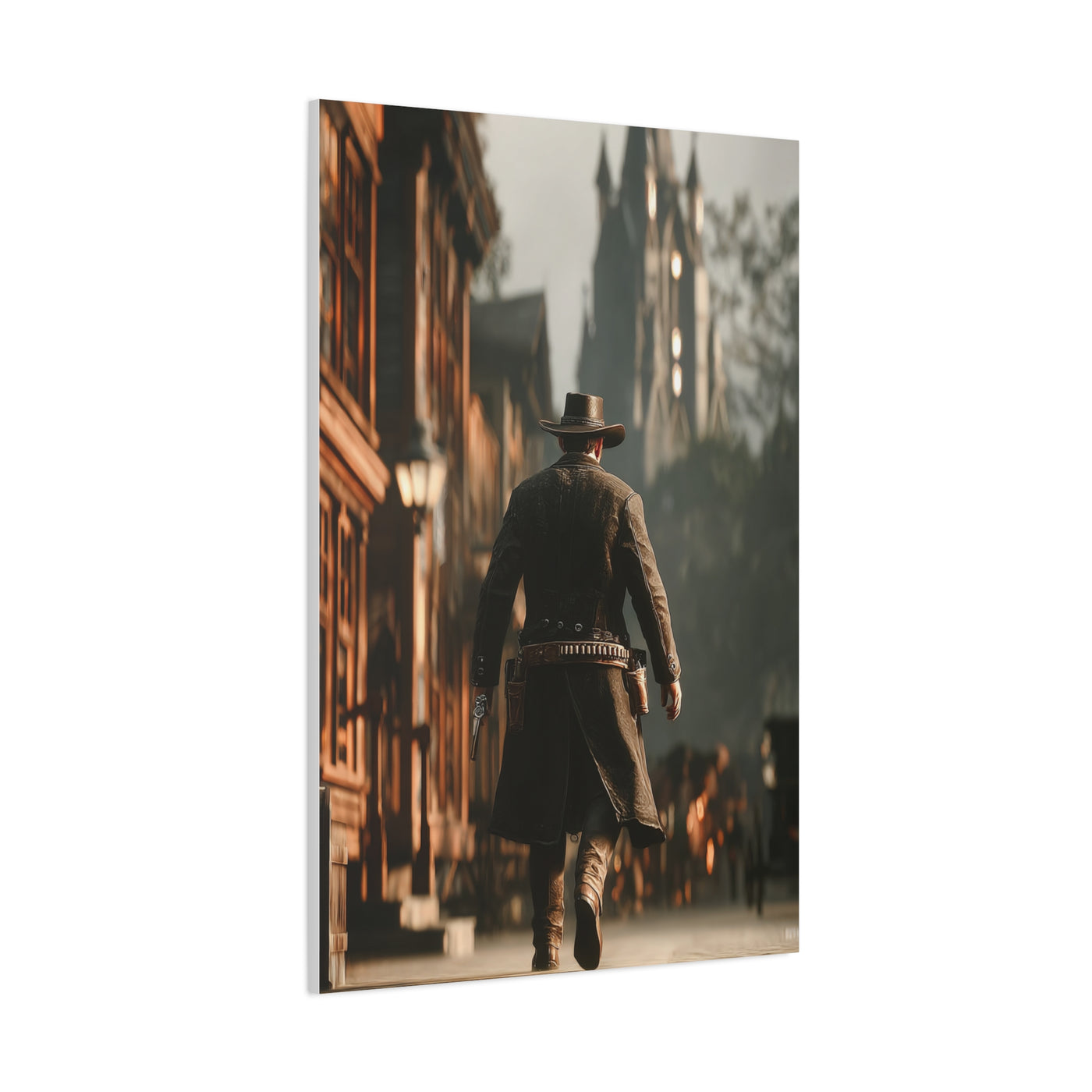 Gunslinger Walking the Frontier Street Wall Art & Canvas Print