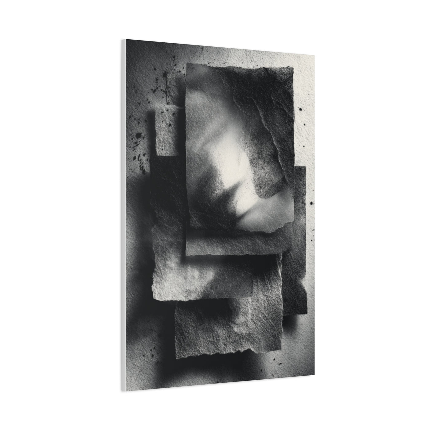 Monochrome Layered Paper Abstraction Wall Art & Canvas Print