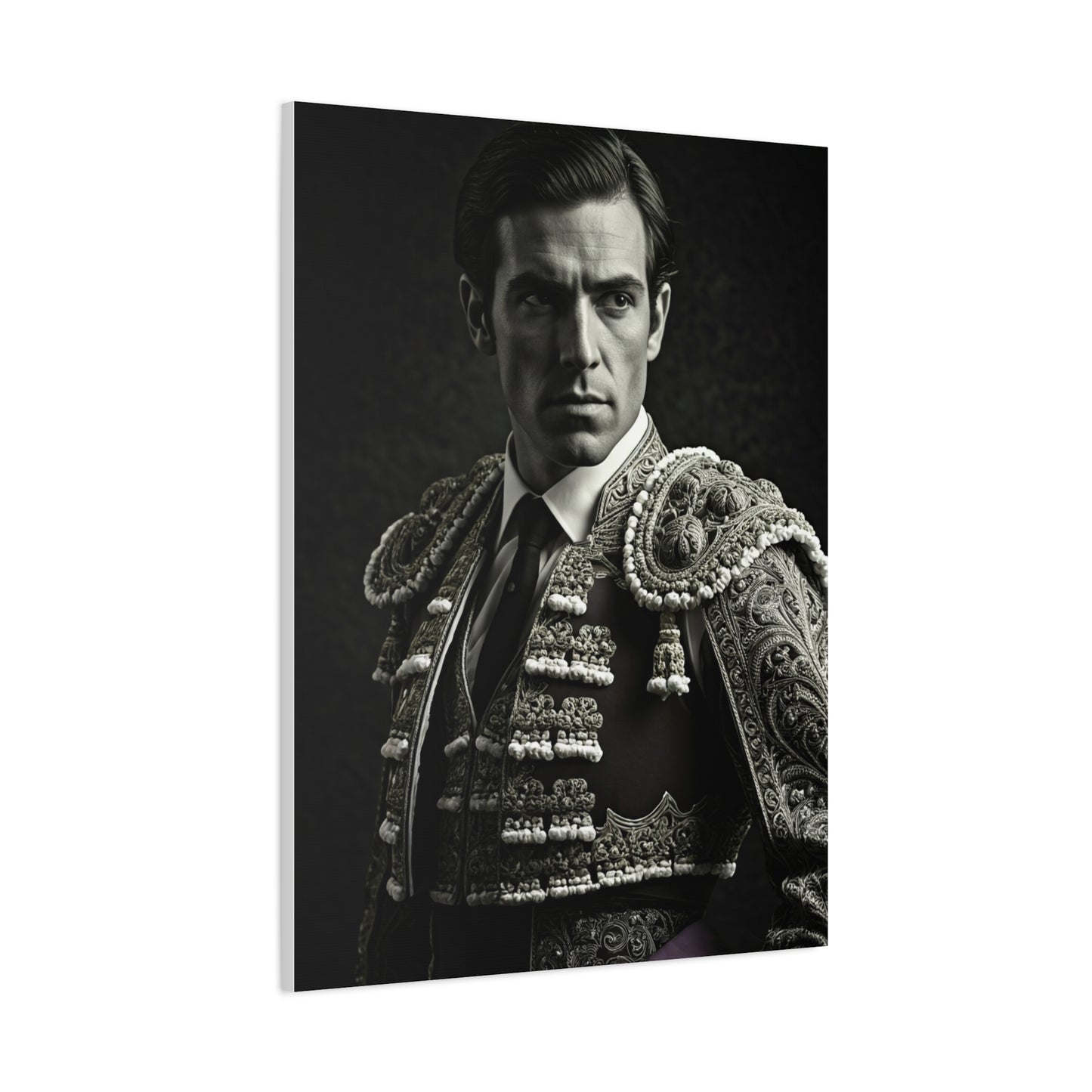 Stoic Warrior in Armor Black & White Wall Art & Canvas Prints