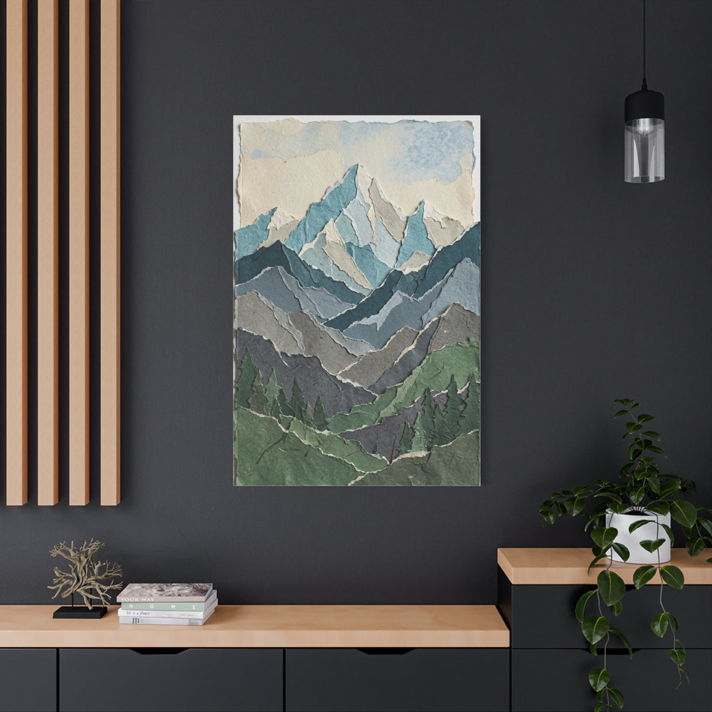 Hand-Torn Paper Collage Mountain Range Wall Art & Canvas Print