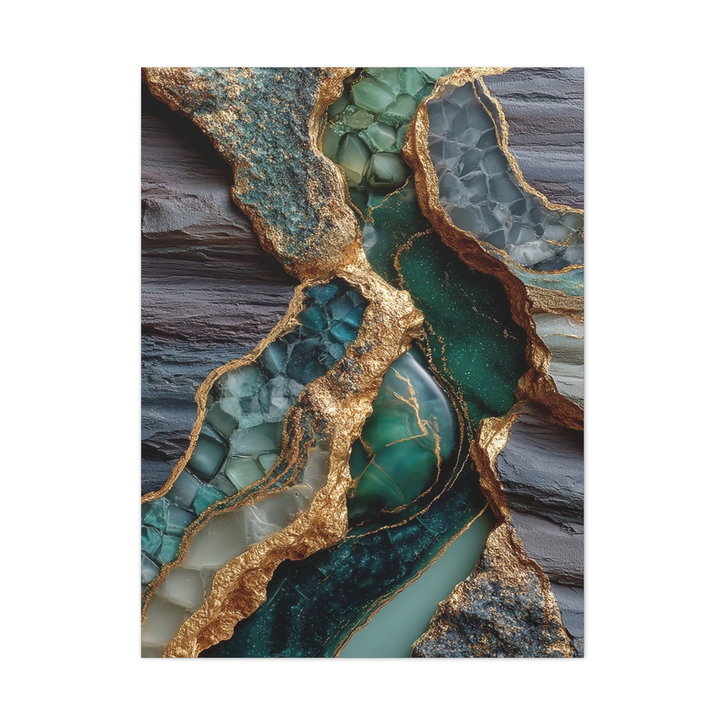 Emerald Geode Gold Vein Abstract Wall Art & Canvas Print