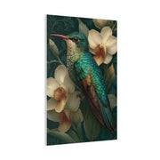 Emerald Hummingbird Botanical Portrait Wall Art & Canvas Print