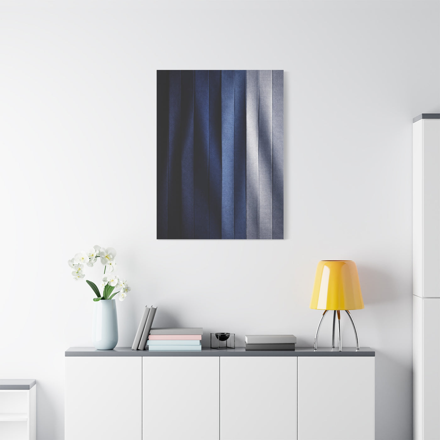Textile Pleated Navy Composition Wall Art & Canvas Print