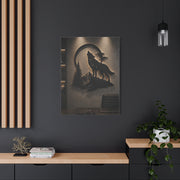Minimal Howling Wolf Moon Relief Panel Wall Art & Canvas Print