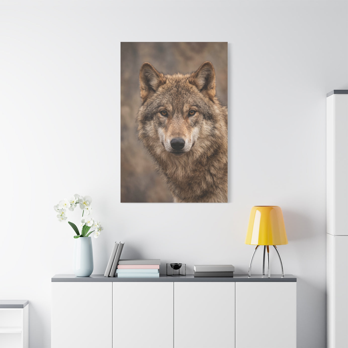 Natural Gray Wolf Close Portrait Wall Art & Canvas Print