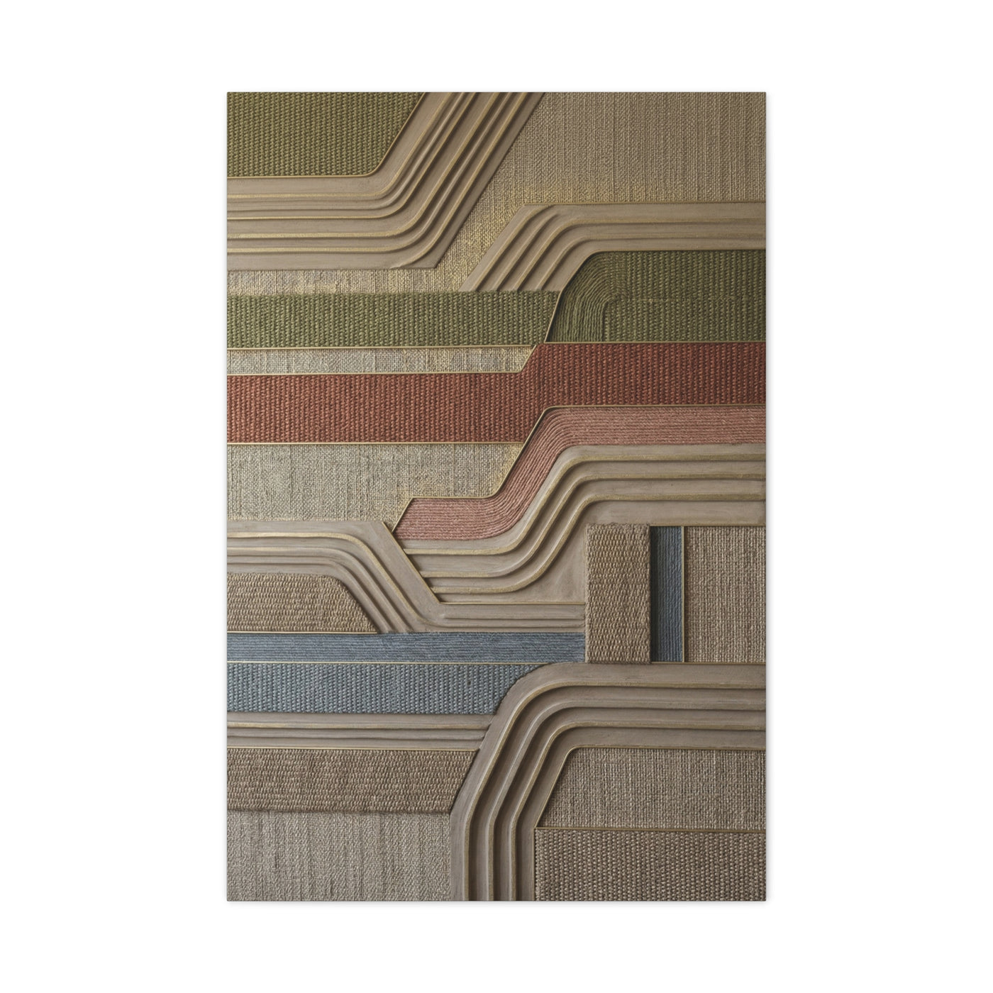 Sculpted Sisal & Plaster Geometric Wall Art & Canvas Print