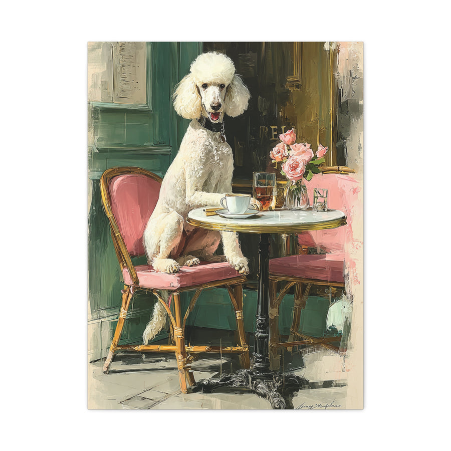 Paris Café Poodle Portrait Wall Art & Canvas Print