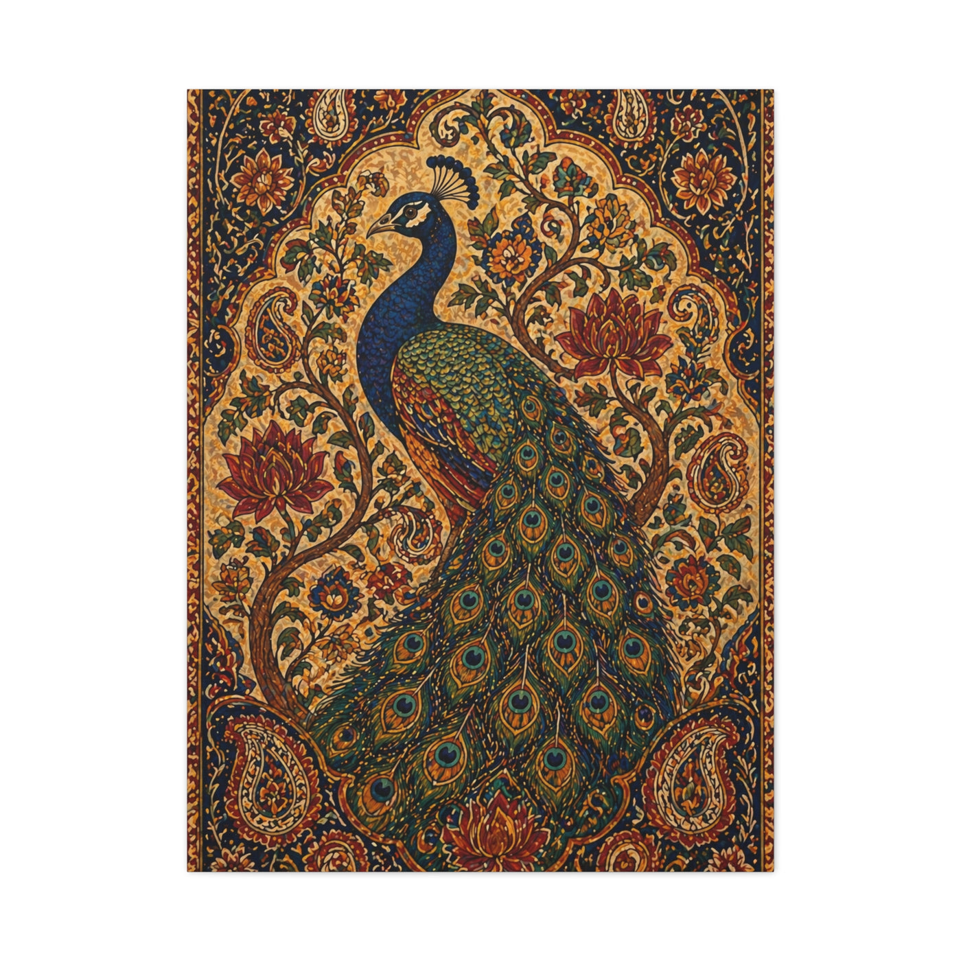 Ornamental Kalamkari Peacock Wall Art & Canvas Print