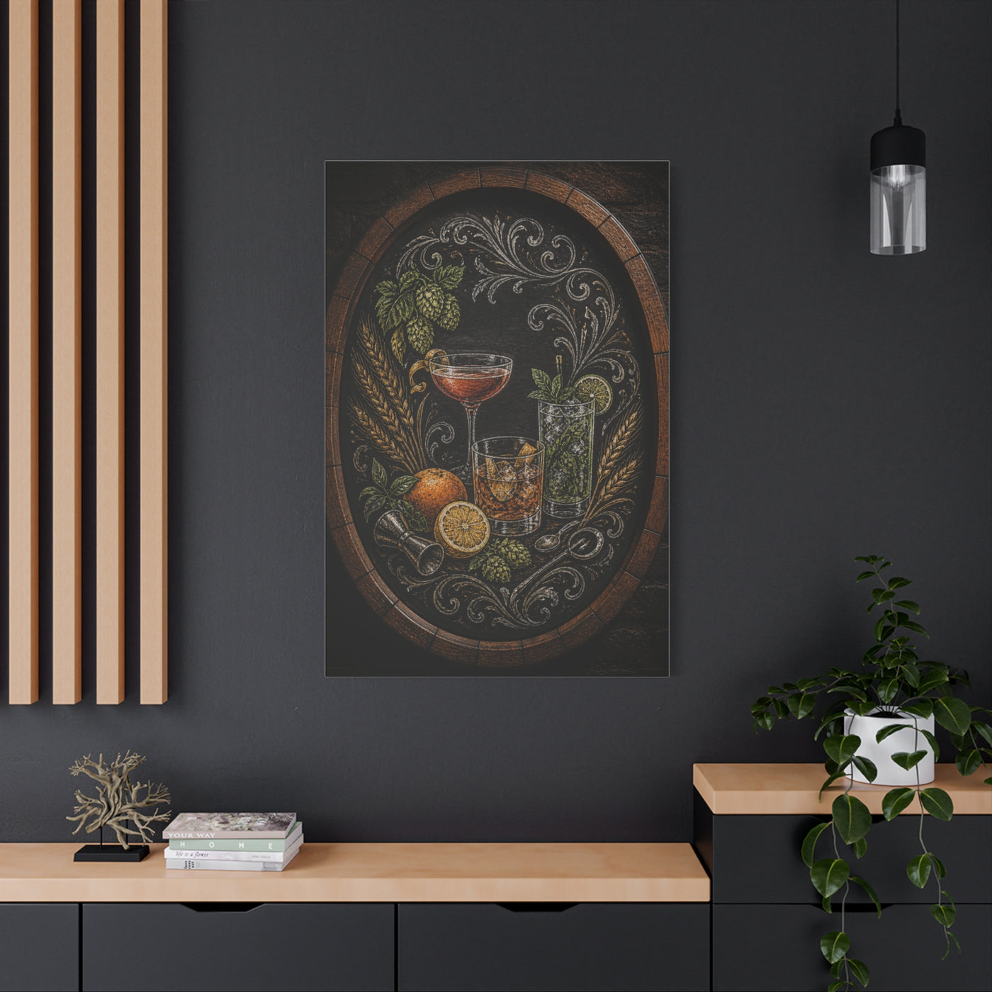 Chalkboard Cocktail Illustration Wall Art & Canvas Print
