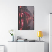 Romantic Pink Rain Street Reflection Wall Art & Canvas Print