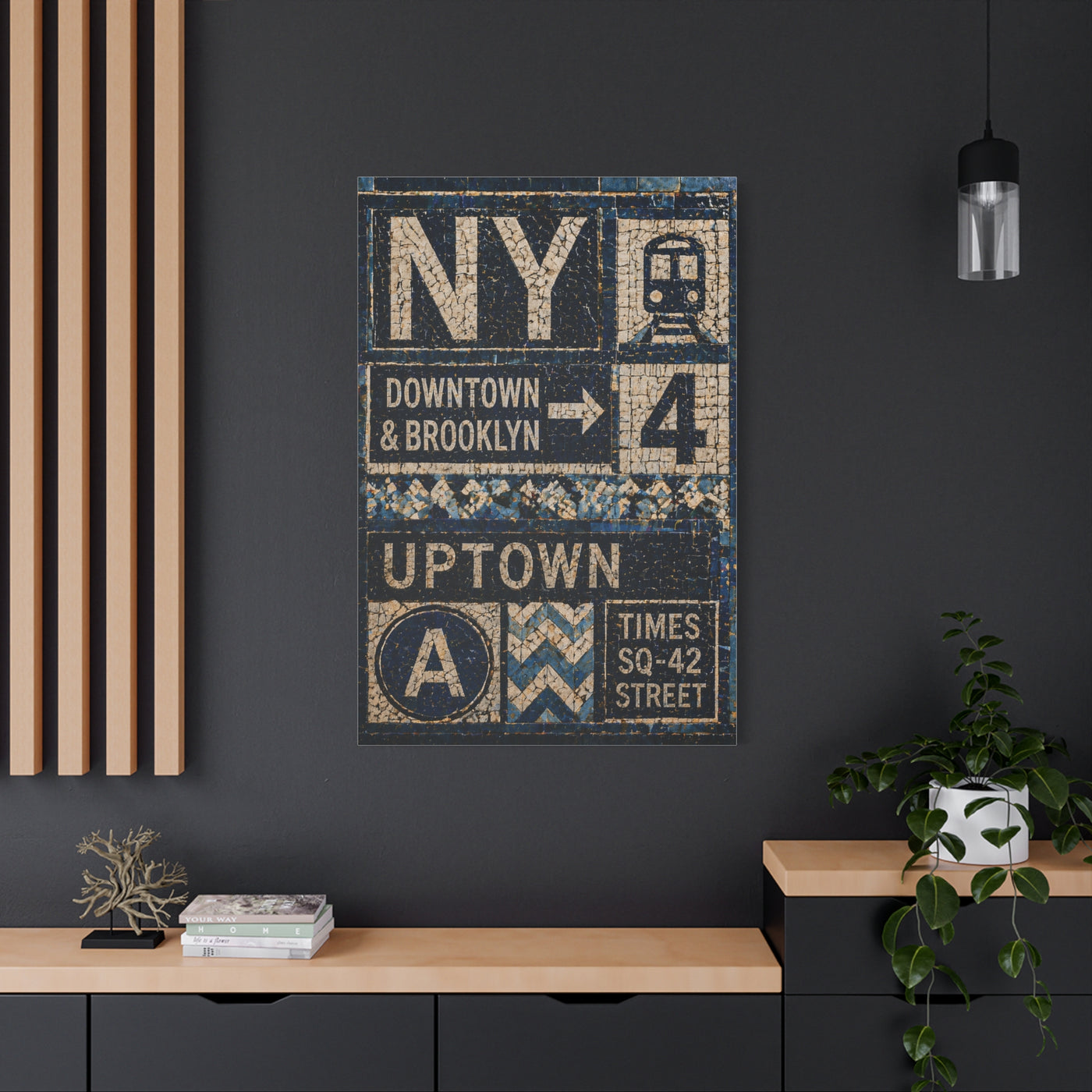 Subway Tile Mosaic Typography Wall Art & Canvas Print