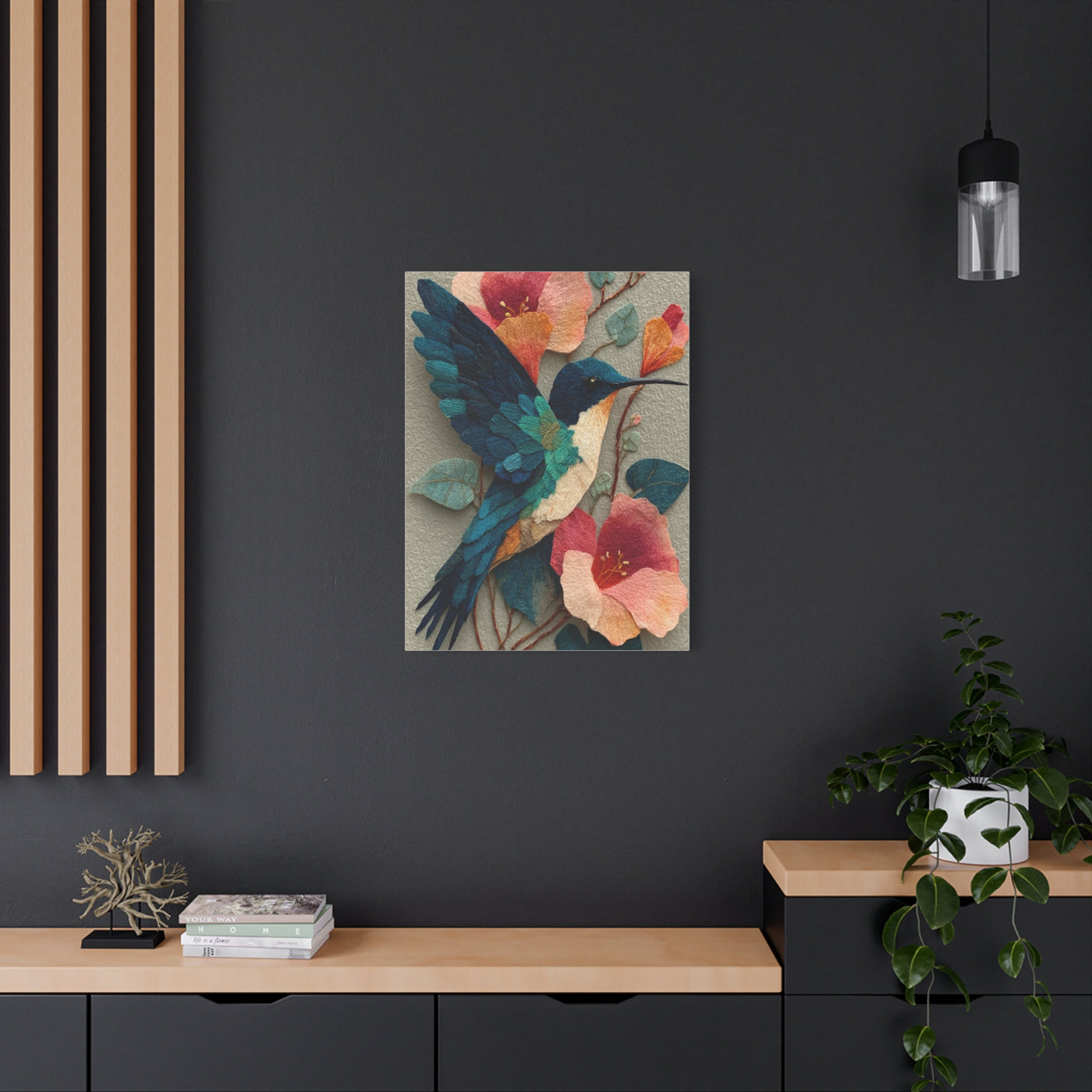 Hummingbird Botanical Collage Wall Art & Canvas Print