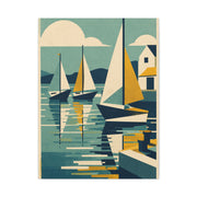Geometric Harbor Sailboats Wall Art & Canvas Print